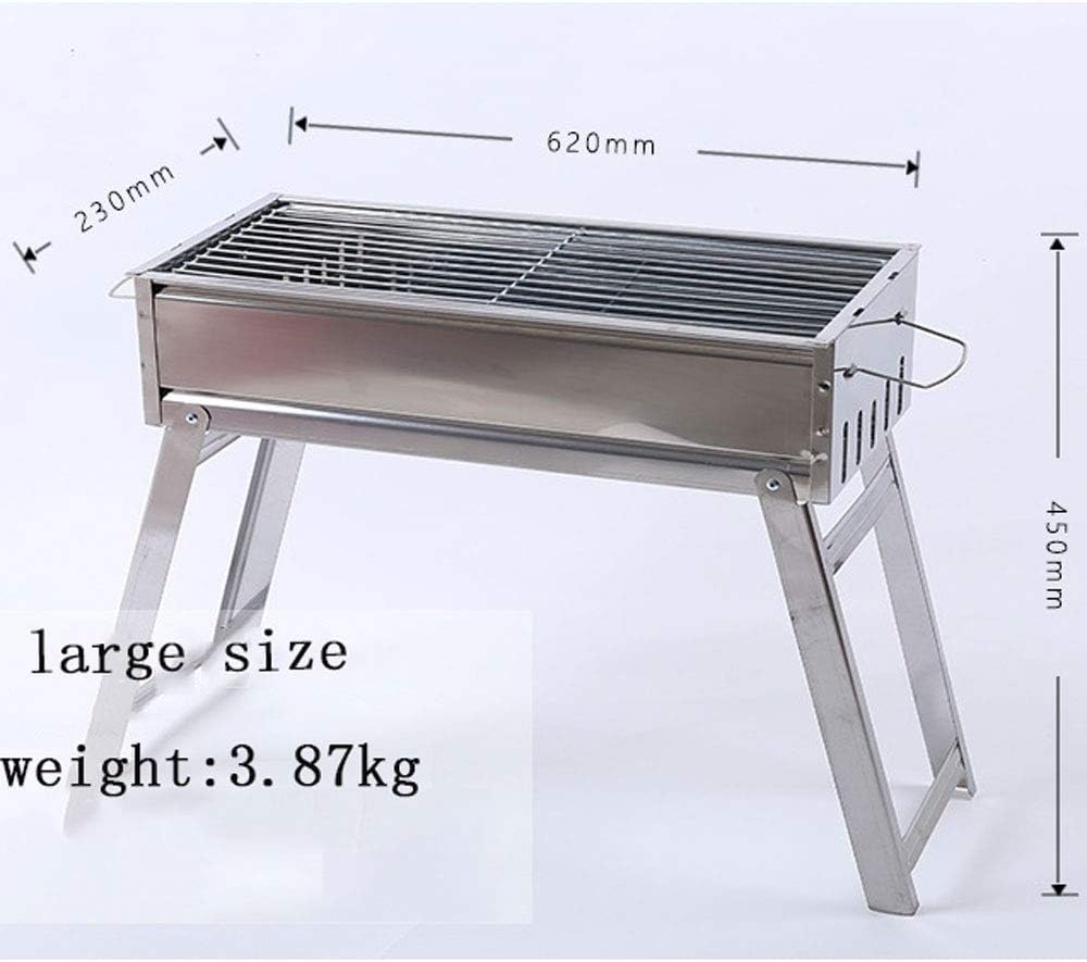 review ZJJ& BBQ Grill Stainless Steel Folding Grill Portable Picnic Barbecue Household Outdoor Charcoal Grill(622345cm)