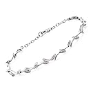 Naava Women's Sterling Silver Diamond Set Leaf Link Bracelet