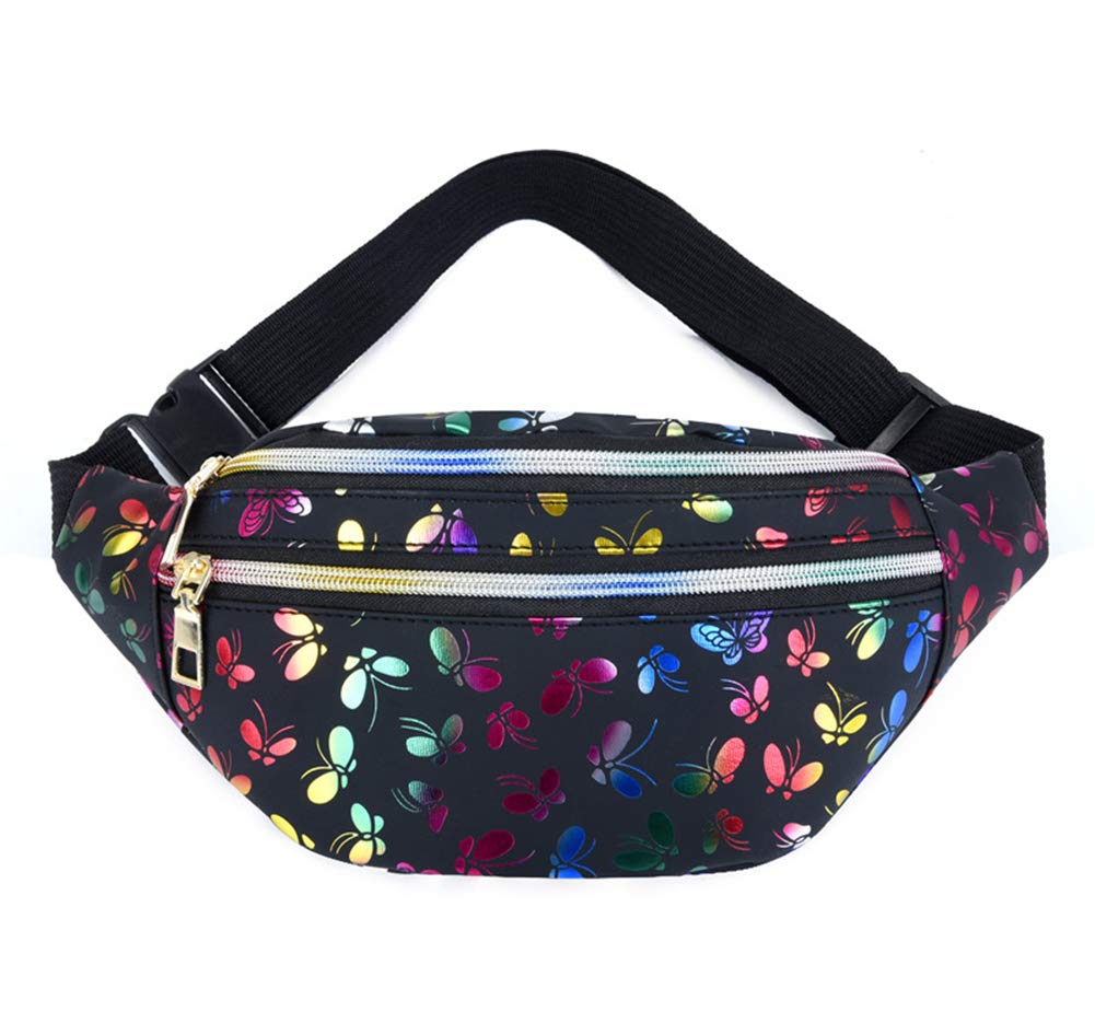 Estwell Bum Waist Bag for Women Girls Fashion PU Leather Waterproof Ladies Festival Fanny Pack Lightweight Hip Pouch Travel Holiday Waist Pack Shiny Bumbag