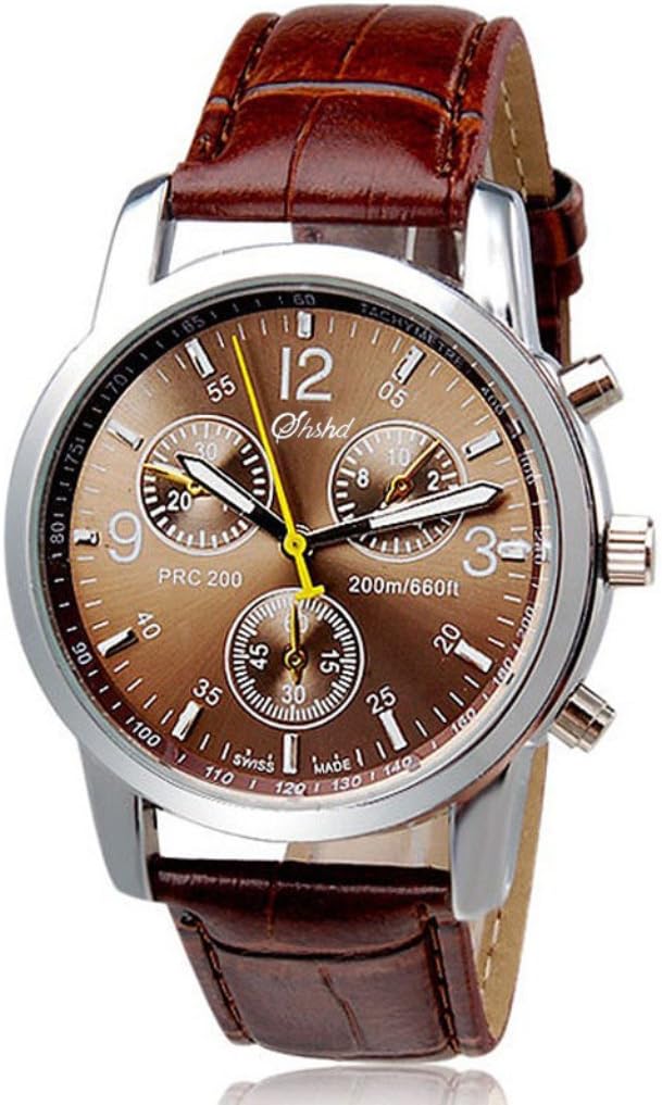 New Luxury Fashion Crocodile, Ninasill Faux Leather Mens Analog Watch (Brown)