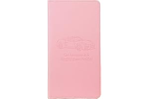BQDIYOO Car Registration and Insurance Card Holder Auto Glove Box Organizer Document Caddy Vehicle License Case PU Leather with 7 Compartments & Pen Groove & Magnetic Closure (Pink)