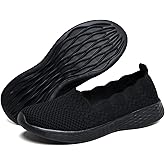 poemlady Women's Slip on Loafer Shoes - Mesh Casual Ballet Flat Nurse Walking Sneakers Knit Round Toe Casual Memory Foam Shoes