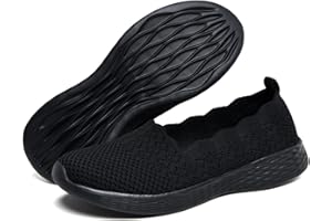 poemlady Women's Slip on Loafer Shoes - Mesh Casual Ballet Flat Nurse Walking Sneakers Knit Round Toe Casual Memory Foam Shoes