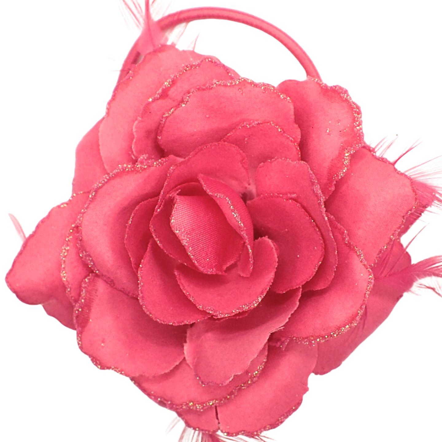 Topkids Accessories Rose Flower Hair Clip Hairband Floral Corsage Fascinator Hair Band Aligator Beak Grip for Women & Girls Wedding Prom Party Special Occasion (Soft Pink)