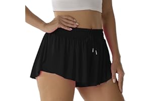 NEXSONIC Flowy Athletic Shorts for Women Running Tennis Butterfly Shorts Girls 2-in-1 Double Layer Quick-Drying Comfy Shorts