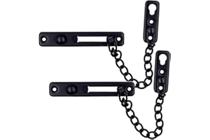 2 Pack Door Chain Lock, KINJOEK Stainless Steel Security Door Latch with Screws, Theft Chain Guard for Bedroom,Home,Hotel,Bla