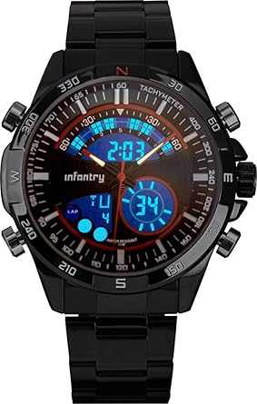 Infantry Herrenuhr Chronograph Digital Edelstahl Armbanduhr Herren Uhren Schwarz