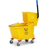 Simpli-Magic 79358 Commercial Mop Bucket with Side Press Wringer, 26 Quart, 14.75"L x 12.95"W x 19.95"H, Yellow