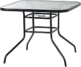Harbour Housewares Square Glass Top Garden Table 90x90cm Parasol Hole