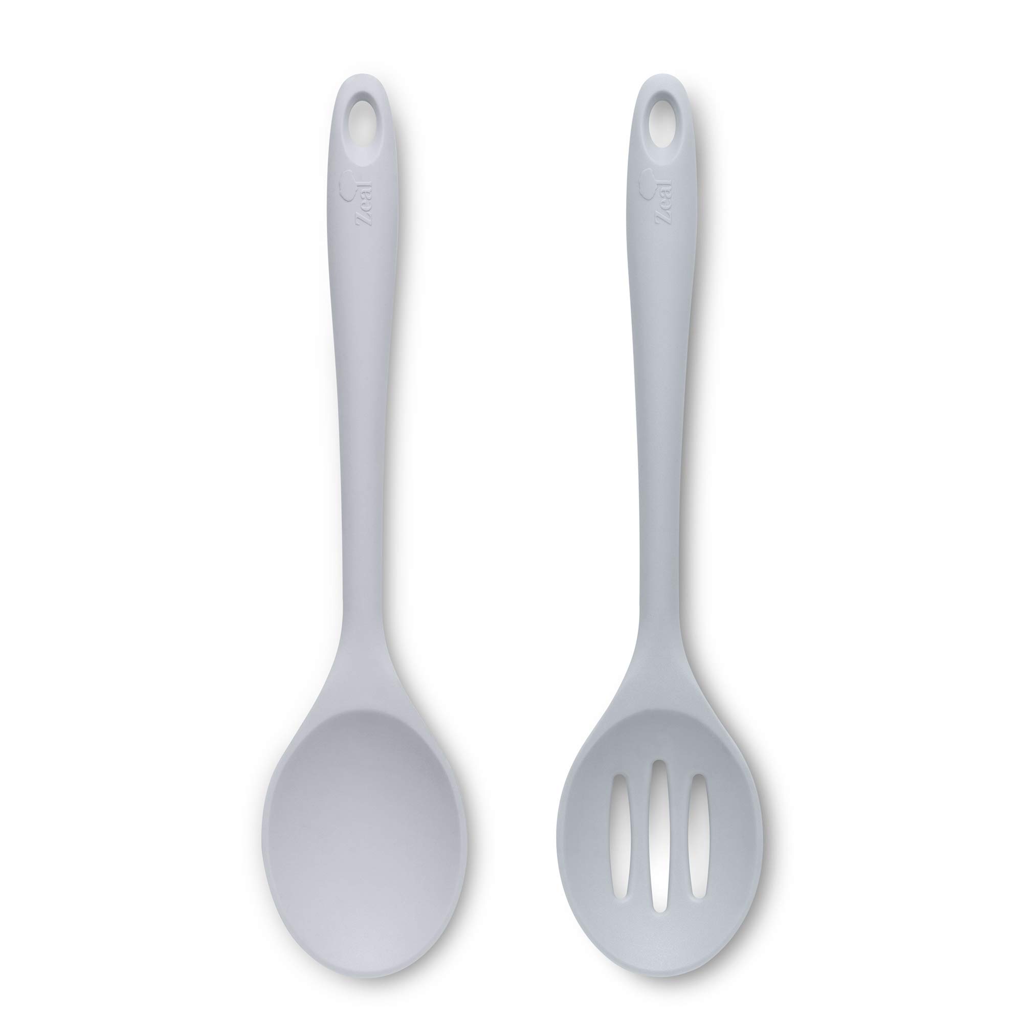 Zeal JSET6S Non-Stick Silicone Slotted Spoon & Cooks Spoon 2-Piece Set - French Grey