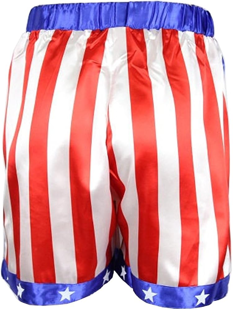 Rocky Balboa Mens Apollo Movie Boxing American Flag Shorts Trunks Boxers Boxer: Clothing