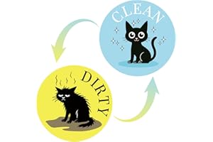 2pcs Funny Dishwasher Magnet Clean Dirty Sign, Double Sided Cat Clean Dirty Flip Magnet for Dish Washer Kitchen Refrigerator 
