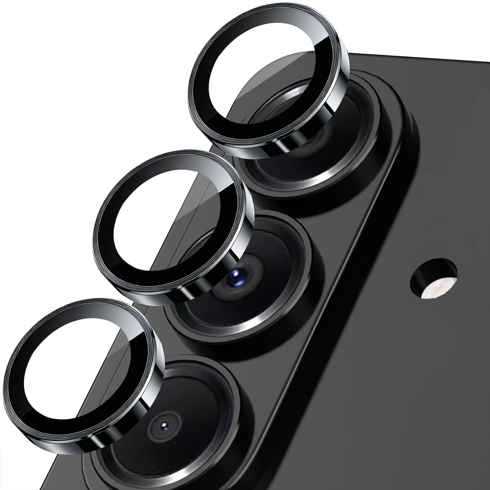 SiHPuoy 2 Sets Camera Lens Protector for Samsung Galaxy S26/S26 Plus, Metal Aluminum CircleTempered Glass Camera Protector, Military Grade Shatterproof，Case Friendly, Accessories Lens Protector-Black