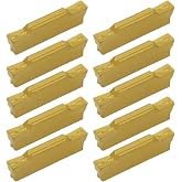 Indexable Carbide Grooving Inserts MGMN300-M (3mm) Tin Coated CNC Carbide Turning Inserts Lathe Inserts Cutters for MGEHR MGIVR Lathe Grooving Cut-Off Tool,Processing Steel,10 Pcs/Box