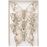 HDKXBEJ Butterfly Christmas Ornaments Small Cute Christmas Tree Decorations for Indoor Outdoor Unique Holiday Decor Christmas Party Home Decorations (Gold)