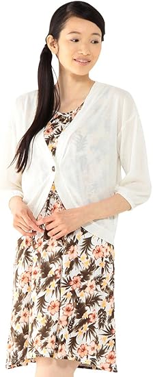 Amazon マーカ Maca ボレロ ハイビスカス柄ワンピース2点セット 6 02 アイボリー M ワンピース チュニック 通販