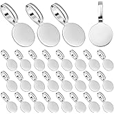 SOFPLATE 1 Box 120Pcs Flat Pad Bail Silver Glue on Bails Bulk Round Alloy Tibetan Style Necklace Blank Settings Base Jewelry Charms Pendants for Jewelry Making Accessories DIY Cabochons Gems Craft