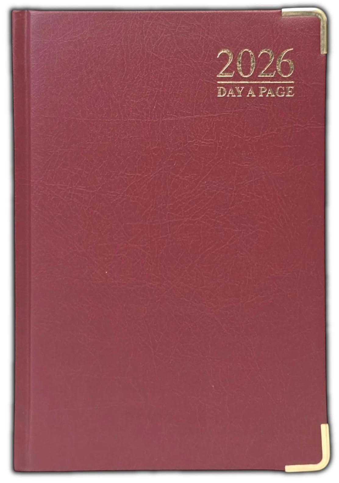 ORBITRON 2026 A4 A5 A6 Day A Page Padded Hardback Desk Diary with Metal Corners (Red, A4 Day A Page)