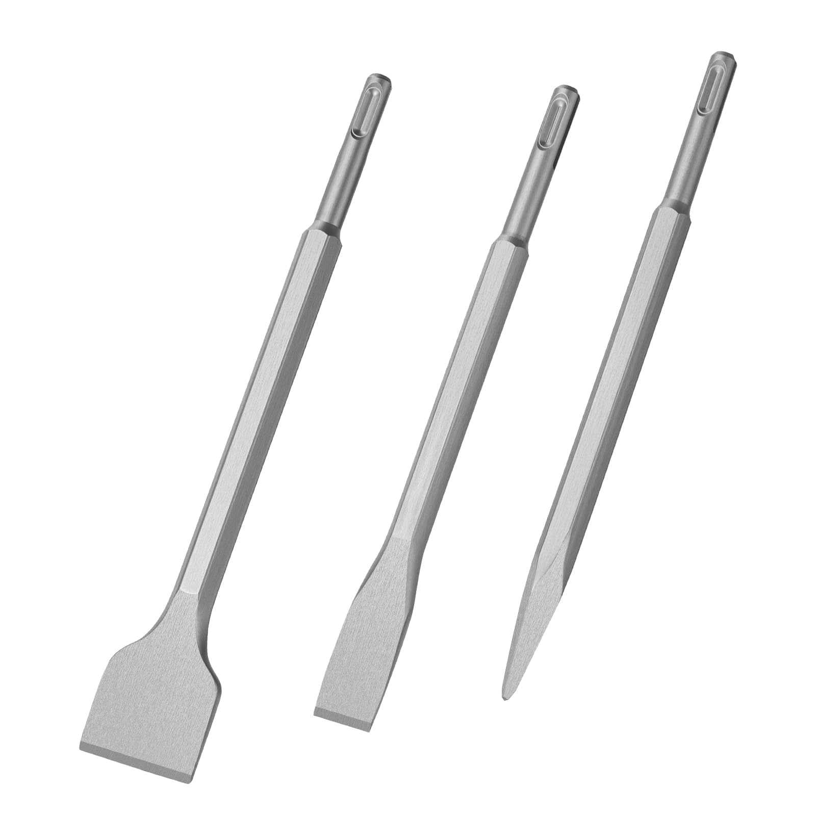 Flintronic Chisel SDS Plus 3pcs, Power Tool Accessory Set 220-250MM, Suitable for Concrete, Masonry, Light Drills and Impact Hammers