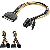 Modeshell (2-Pack) SATA Power Cable 15 Pin to 8 Pin PCIe Graphics Video Card Express Extension Power Cable Adapter - (8 Inch 