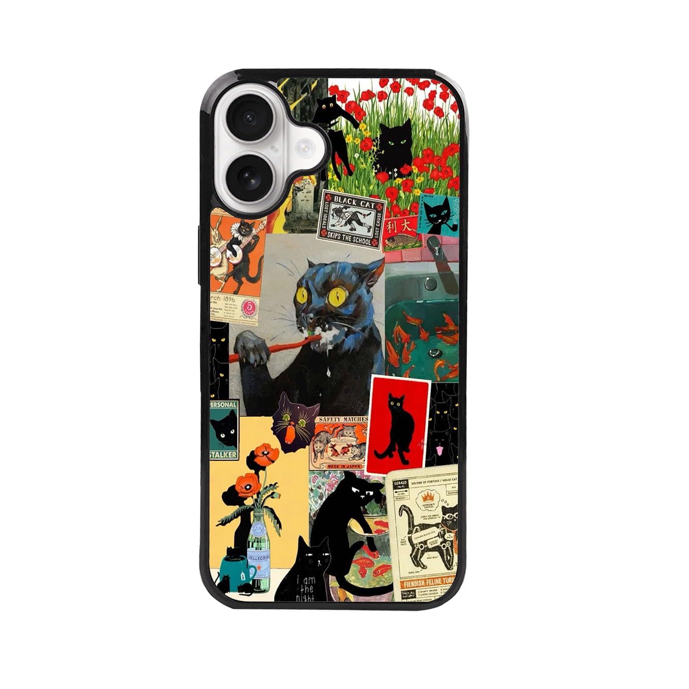 qizjio Cat Phone Case Shockproof Protective Collage Cases for iPhone 16