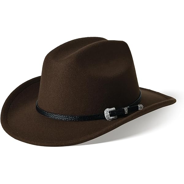 Dsgzkk Hat,Soft Felt Cowboy Hat with PU Leathers and Wool Felt for