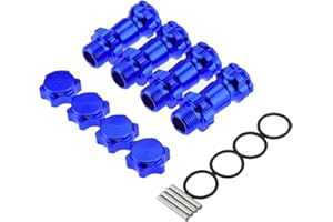 Treehobby 4PCS 17mm Aluminum Wheel Hex Hub 30mm Extension Adapter Capped Longer Combiner Coupler with Anti-Dust Cover for 1:8 RC Model Car Truck,Blue