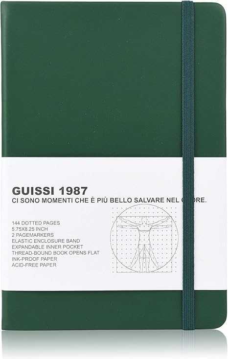 Amazon Guissi バレットジャーナル ハードカバー ノート 手帳 A5 ドット ノート 144 ページ 手帳 文房具 オフィス用品