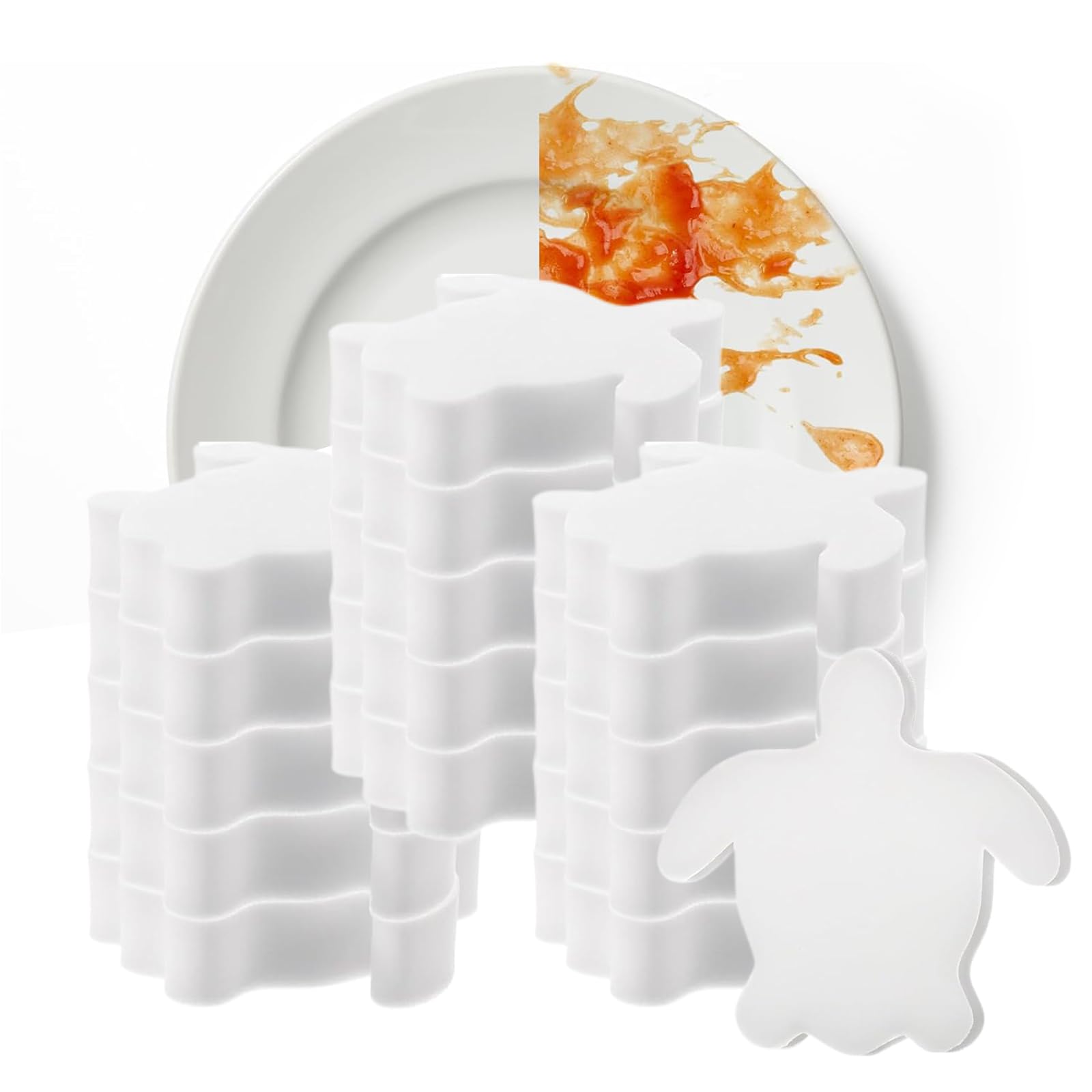 Magic Eraser Sponge,Magic Cleaning Pads for Kitchen Household Cleaning, 20 Count,Magic Turtle Shaped,4.33" x 4.33" x 0.98"