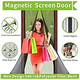 ALIKEY Magnetic Screen Door with Dacron Heavy Duty Mesh Curtain and Full Frame Velcro Fits Door Size up to 36-82 Max- Black