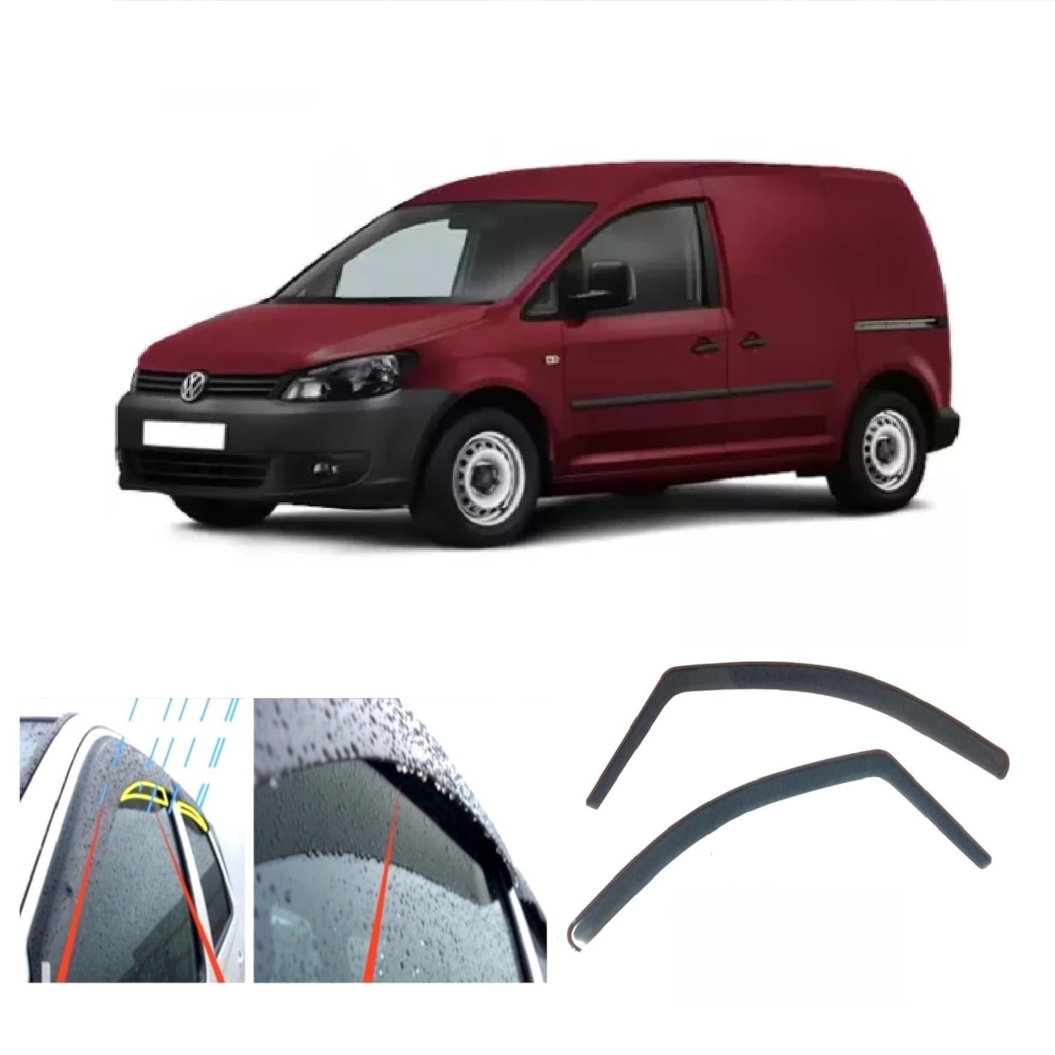 AC WOW 2x Wind Deflectors for Volkswgen CADDY 2003 2004 2005 2006 2007 2008 2009 2010 2011 2012 2013 2014 2015