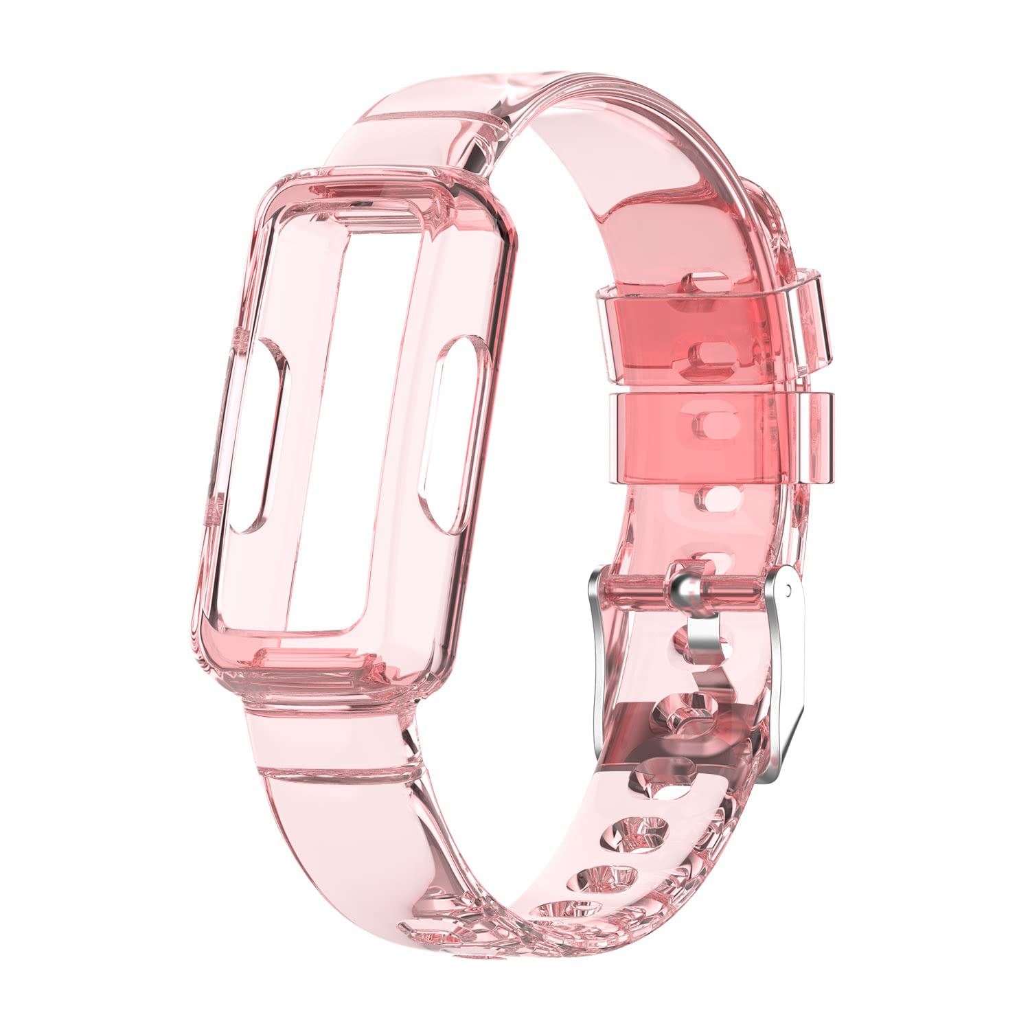 Chofit Straps Compatible with Fitbit Luxe/Ace 3/Ace 2/Inspire 2 HR/Strap, TPU Plastic Transparent Crystal Replacement Wristband Arm Band (Pink)