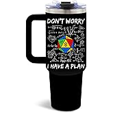 DUUV Funny Tumbler 40 Oz with Handle, Don't Worry I Have a Plan Dice and Math Design, Sarcastic Nerd Gifts for Gamers Math Lovers, Birthday Christmas Gift, 1PCS