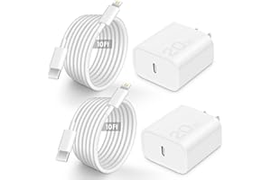 AISNI Fast Charger Block for iPhone 14 13 Fast Charging with 10 Foot Fast Charging Cable,MFi-Certified, 20W PD USB C i-Phone Charger 10 ft Compatible with iP14 Plus/14/13/12/11 Pro Max (2Pack White)