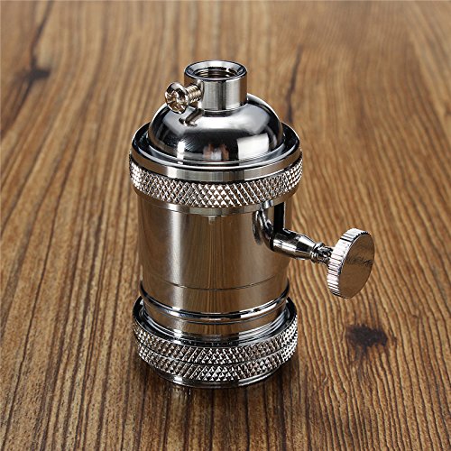 MASUNN E26/E27 Retro Vintage Edison Industrial Light Bulb Lamp Holder Socket With Switch-Chrome