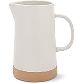 Nat & Jules Large Raw Bottom Matte White 48 ounce Ceramic Pitcher Jug
