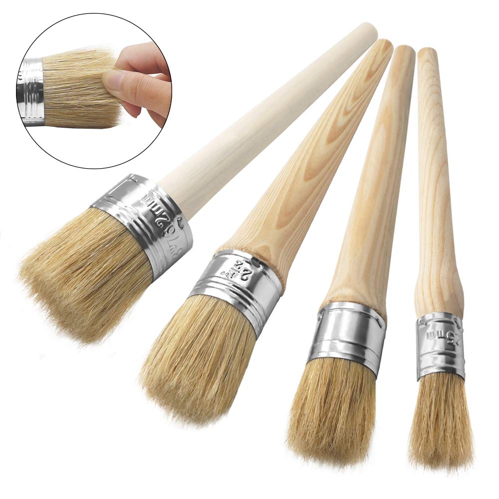 Paint Wax Brush, 4 PCS Chalk Paint Wax Brush Set [Easy to Clean] Glue