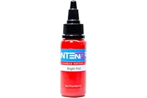 Intenze Bright Red Tattoo Ink 1oz with Excellent Long-Lasting Opacity, Made in USA, Exceptional Skin Coverage, Sterilized and