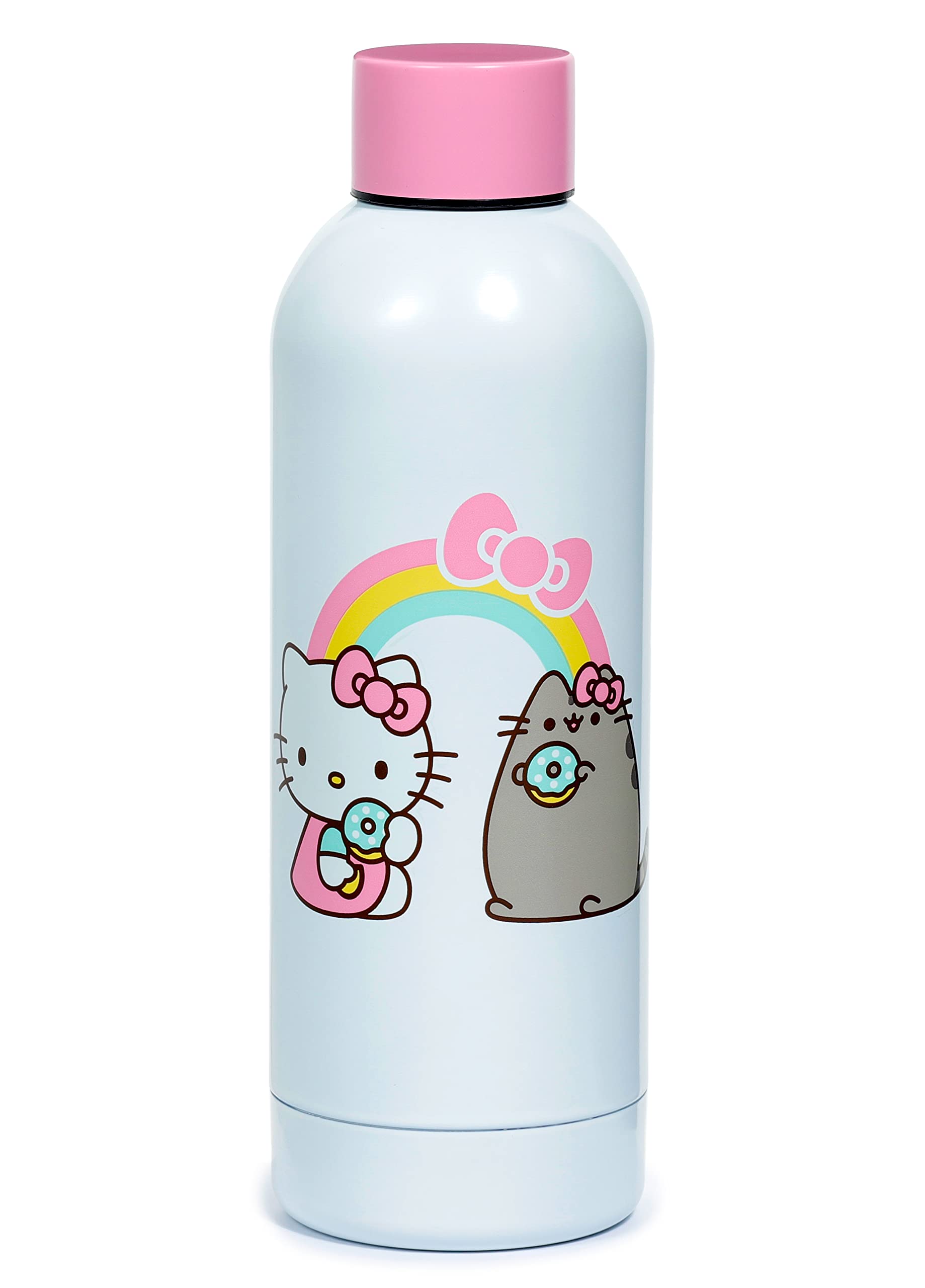 Puckator Pusheen & Hello Kitty - Stainless Steel Water Bottle - Cold for 24h and Hot for 12h - Metal Water Bottles with Cute Design - Double Walled Modern Flask - Bpa Free - 530ml