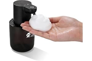 Automatic Foaming Soap Dispenser for Bathroom, 4-Level Adjustable Black Touchless Hand Soap Dispenser Countertop/Wall Mount, 