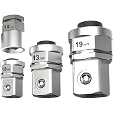 LABEAR Ratchet Wrench Adapter Set 1/4 Hex and Square Drive 10mm 13mm 19mm | Quick socket and bit conversion, CRV steel, corrosion resistant, compact for garage auto repair and DIY mechanic tool kits