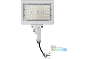 NUWATT 90W LED Flood Light, 3CCT 3000K/4000K/5000K Selectable, IP65 Waterproof Lighting, Adjustable Knuckle Mount, 12600LM, 0-10V Dimmable, 120-277V, Outdoor Security Floodlight for Yard, White, UL