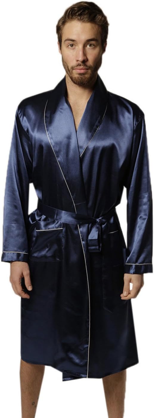 Mens Premium Long Lounge, Pajama Robe/Bathrobe (Light Weight/Summer)