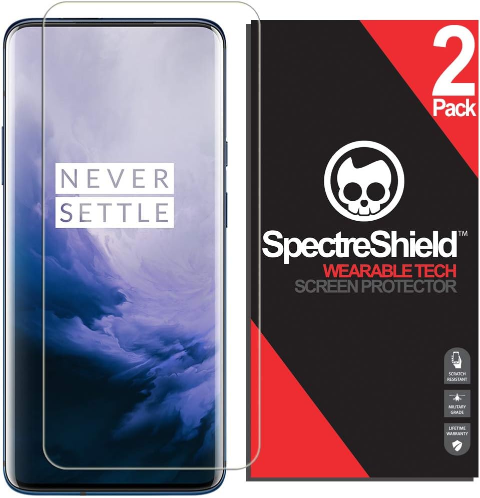 (2-Pack) Screen Protector for OnePlus 7 Pro (Fingerprint ID Compatible) Screen Protector [Flexible Clear Film] Case Friendly Accessories