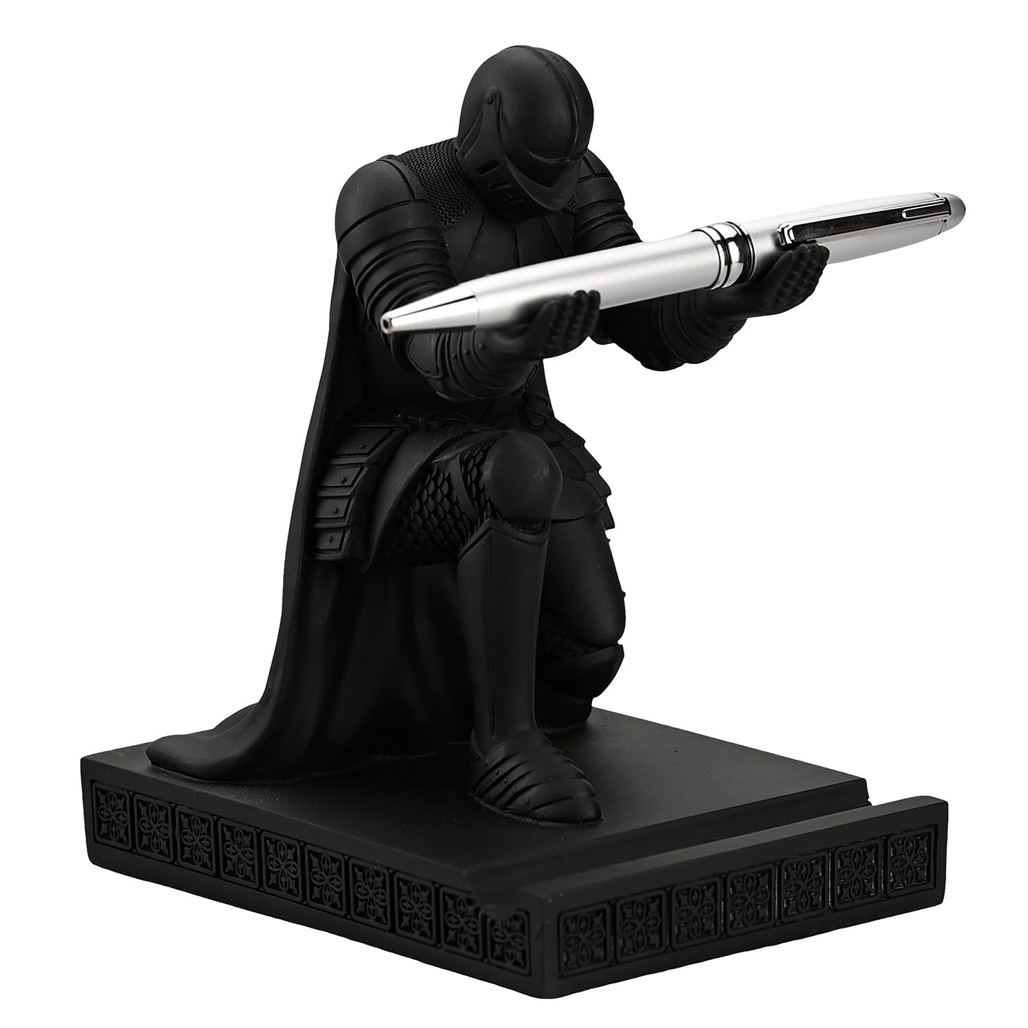Photo 1 of CYXStar Windbreaker Soldier Knight Pen Holder Personalized Desk Accessory, Mobile Phone & Gaming Controller Holder, Device Stand Gift for Medieval Enthusiasts (Black)