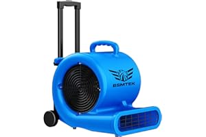 BSMTEK 5000 CFM 1HP Air Mover Blower Fan, Floor Blower Dryer - Timer for Industria, 3 Speeds, 4 Adjustable Angles, Handle Wheelkit, 15Ft Long Cord Portable, Stackable - 2025 Upgraded, Blue