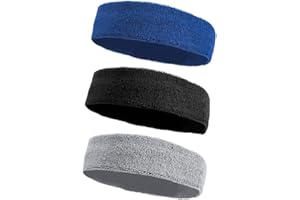Mens Headband, Horuhue 3 Pack Men Athletic Sport Headband Soft Moisture Wicking Headband for Men Workout Sweatband for Runnin