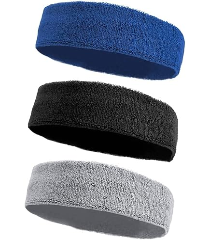 Lot De 3 Bandeaux Sportifs - Serre-tête Absorbant En Coton Pour Homme Et Femme - Noir, Blanc, Gris