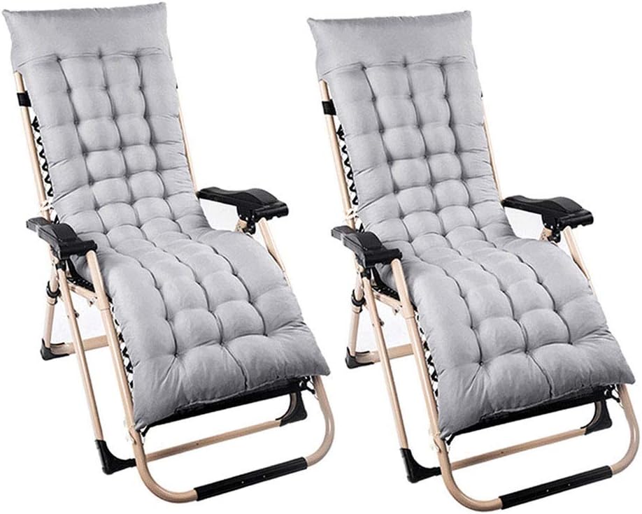 Jetcloud 2 Pack Sun Lounger Cushion Pads Replacement Cushion Cover Cotton Thick Relaxer Chair Seat Cover for Zero Gravity Chair,Sun Lounger Chair,Outdoor Camping Chair Grey