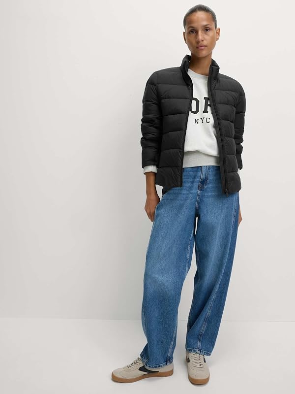 Chaqueta acolchada de guardado fácil con plumas y plumón Negro UK 18 (EU 46)